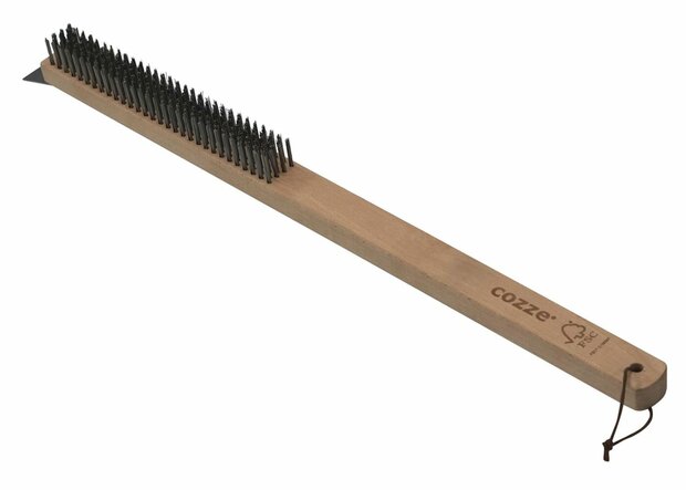 Cozze Staalborstel met Schraper en Houten Handvat