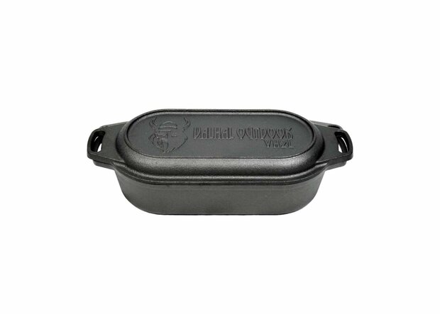 Valhal Dutch Oven Braadpan Gietijzer met Grill Deksel Ovaal 2 Liter