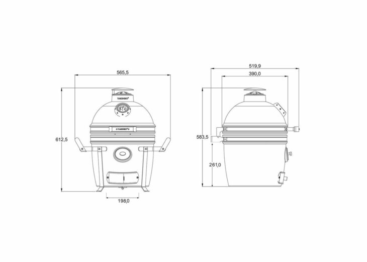 BBQ Kamado 13 InchCompact met Draagbaar Onderstel