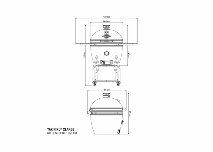 BBQ Kamado 22 Inch XL met Onderstel en Zijtafels Pro Set