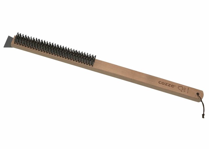 Cozze Staalborstel met Schraper en Houten Handvat