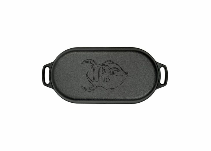 Valhal Dutch Oven Braadpan Gietijzer met Grill Deksel Ovaal 2 Liter