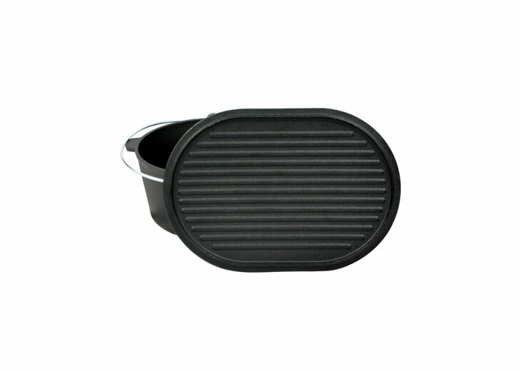 Valhal Dutch Oven Braadpan Gietijzer met Grill Deksel Ovaal 9 Liter