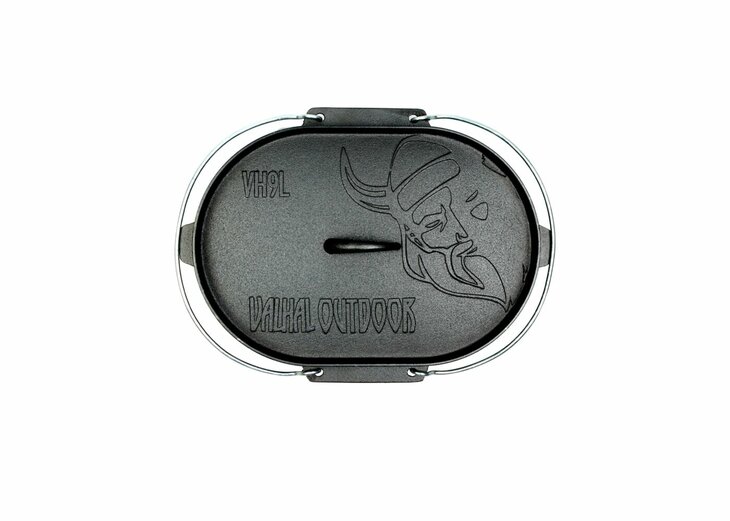 Valhal Dutch Oven Braadpan Gietijzer met Grill Deksel Ovaal 9 Liter