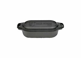 Valhal Dutch Oven Braadpan Gietijzer met Grill Deksel Ovaal 1 Liter